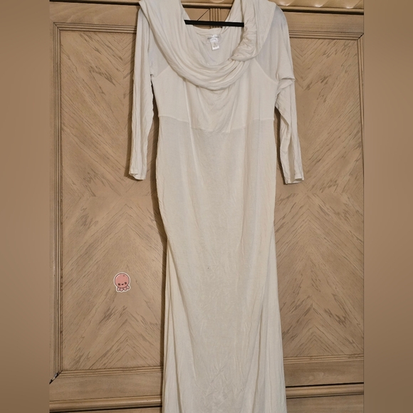 Motherhood Maternity Off the Shoulder Long Sleeve Maternity Maxi Gown. WHITE. XL - Picture 4 of 14